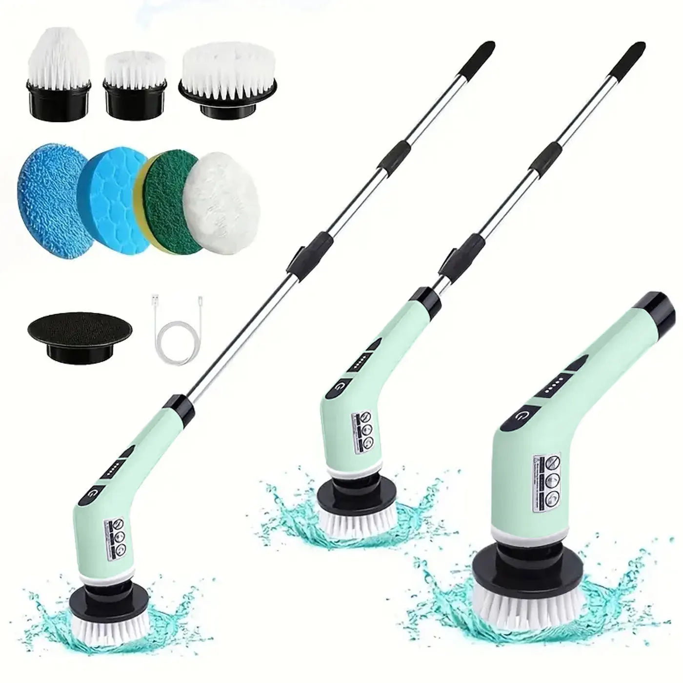 1 Set, Electric Cleaning Brush, Wireless Electric Rotating Scrubber, 7 Brush Heads and Adjustable Extension Handle, Bathroom Cleaning Brush, Household Cleaning Tools