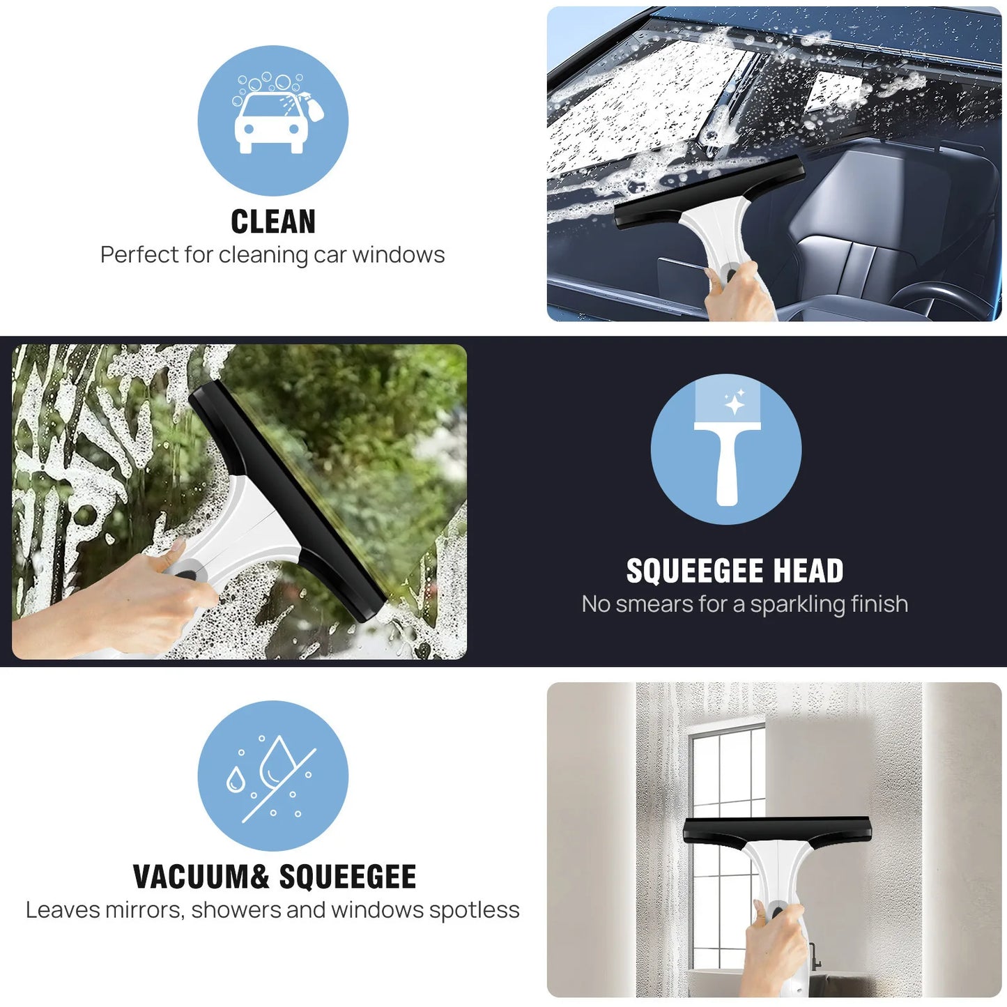 Electric Handheld Window Cleaner Squeegee for Car Showers Kitchen Bathtub Rechargeable Cleaning Tool for Mirrors Glass