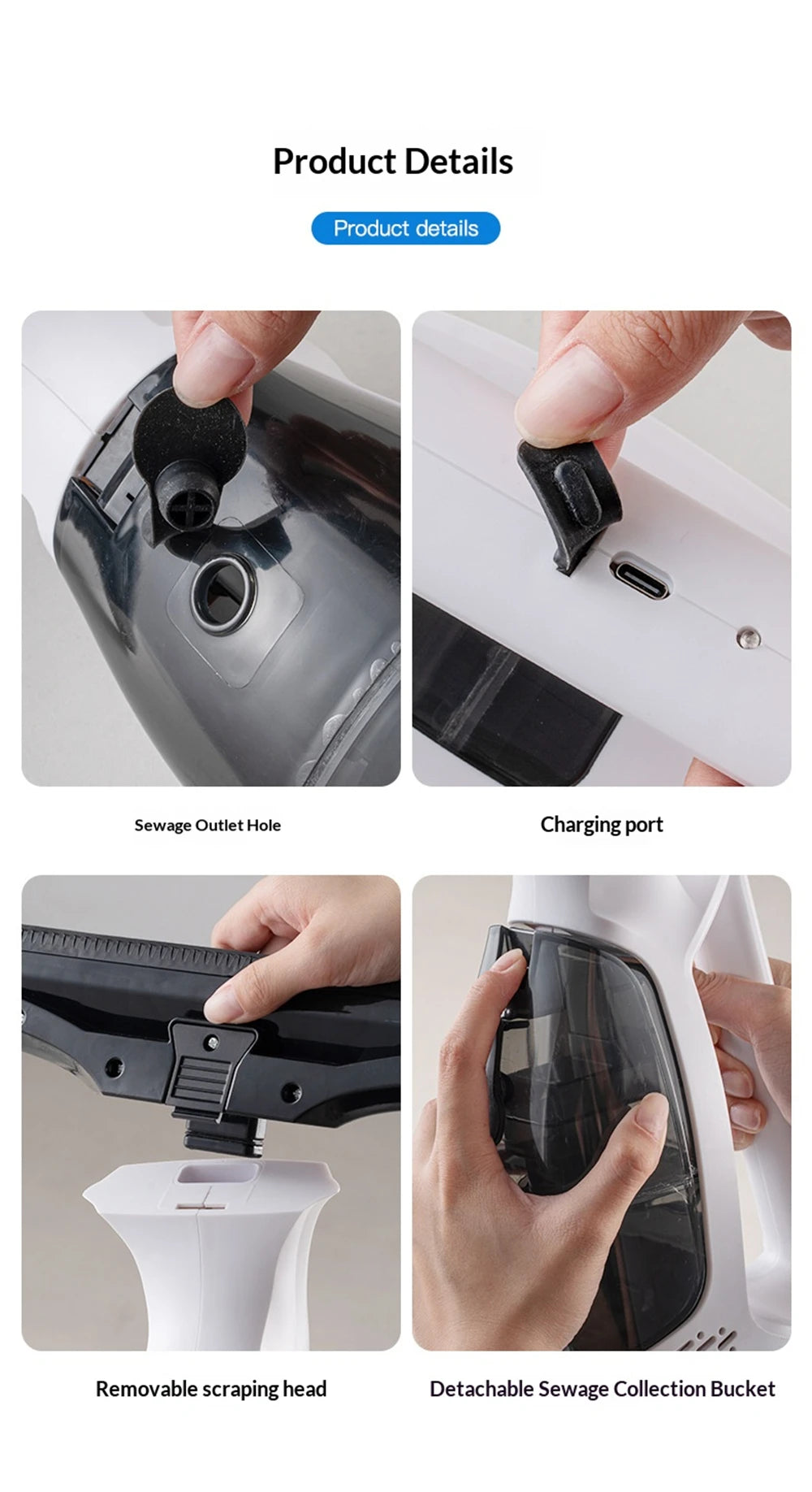 Electric Squeegee for Removing Water USB Charging Wireless Electric Scraper Water Removal Car Wash Equipment for Business